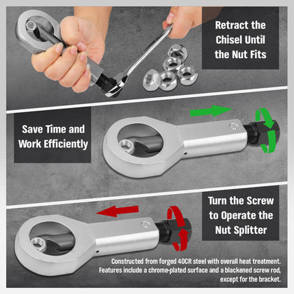 SEDY 4Pcs Metal Nut Splitter Kit Pressure Nut Cracker Remover Extractor Tool