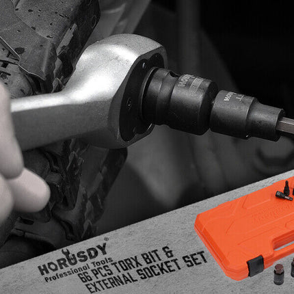 HORUSDY 66Pcs Torx Bit Socket Female External Socket Set Impact Adapter Socket