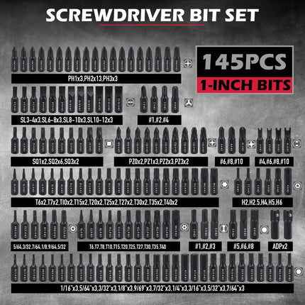 SEDY 235PC Screwdriver Bit Set Ratchet Handle Holders Security Bits Nut Drivers
