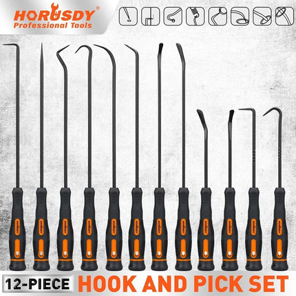 HORUSDY 12Pc Precision Hook and Pick Set O-Ring Seal Remover Hooks Puller Tool