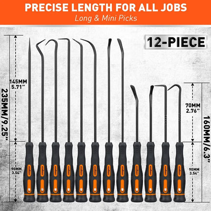 HORUSDY 12Pc Precision Hook and Pick Set O-Ring Seal Remover Hooks Puller Tool