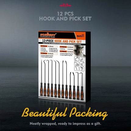 HORUSDY 12Pc Precision Hook and Pick Set O-Ring Seal Remover Hooks Puller Tool