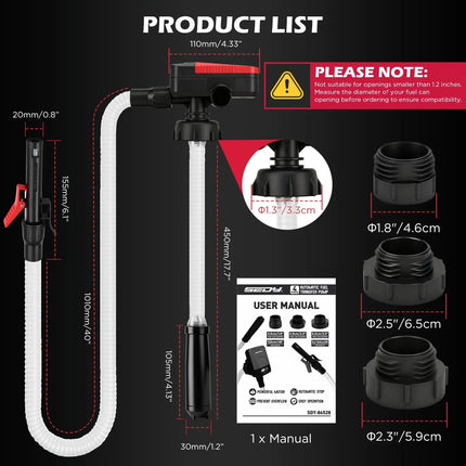 SEDY 3.2 GPM Automatic Shut Off Fuel Transfer Pump Battery Powered Diesel Pump