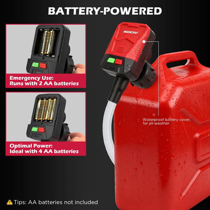 SEDY 3.2 GPM Automatic Shut Off Fuel Transfer Pump Battery Powered Diesel Pump