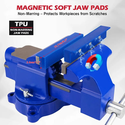SEDY 6" Bench Vise Heavy Duty Workbench Clamp Anvil 360° Swivel Base Jaw Pads