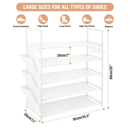 SEDY 5-Tier Shoe Rack Storage Organizer Shelf for 20–25 Pairs Bedroom Garage