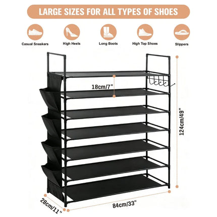 SEDY 7-Tier Shoe Rack Storage Organizer Shelf for 28–30 Pairs Bedroom Garage