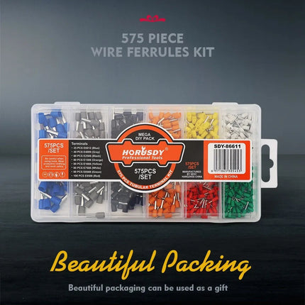 HORUSDY 575PCS Wire Crimp Connector Kit Pin End Bootlace Ferrule Terminals
