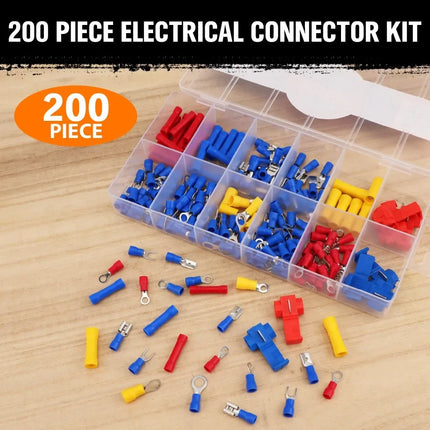 HORUSDY 200PCS Crimp Terminals Wire Connector Kit Spade Ring Butt for Car Wiring