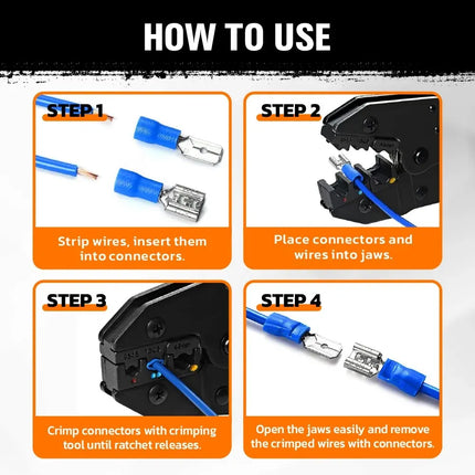 HORUSDY 200PCS Crimp Terminals Wire Connector Kit Spade Ring Butt for Car Wiring