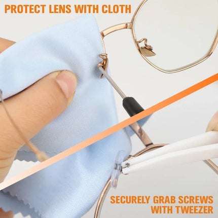 Eyeglass Sun Glasses Optical Repair Tool Screw Nut Nose Pad Assortment Set Kit