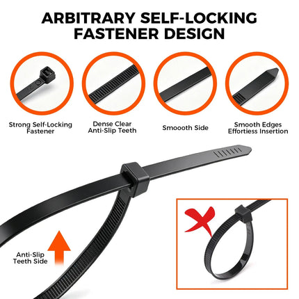 520Pcs Cable Ties Zip Ties Nylon UV Stabilised Bulk Black Cable Tie Black Au