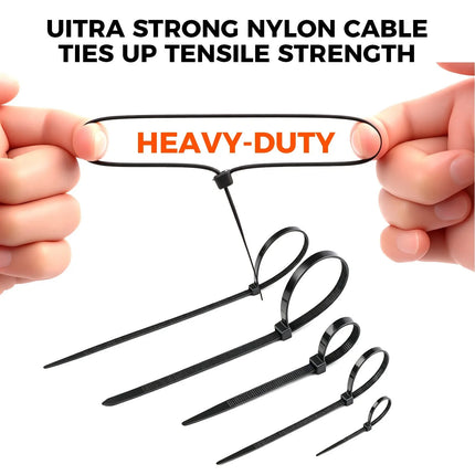 520Pcs Cable Ties Zip Ties Nylon UV Stabilised Bulk Black Cable Tie Black Au