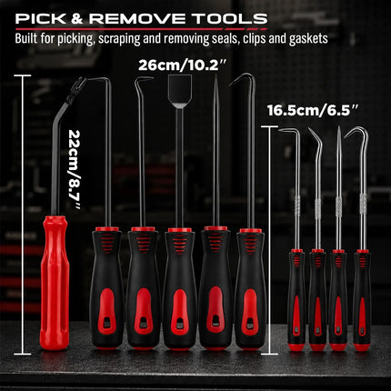 SEDY 15pc Auto Trim Removal Tool Kit Pick & Hook Set LED Magnetic Pickup