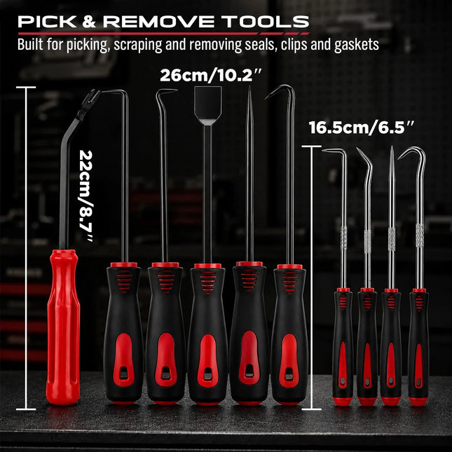 SEDY 15pc Auto Trim Removal Tool Kit Pick & Hook Set LED Magnetic Pickup