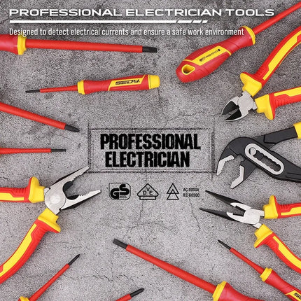 SEDY 18Pcs 1000V Insulated Electrician Tool Set Magnetic Screwdriver Pliers Kit