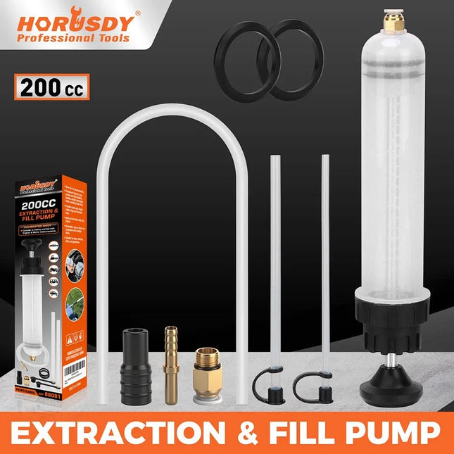 HORUSDY 200CC Manual Fluid Extractor Pump Oil Transfer Syringe Tool Automotive
