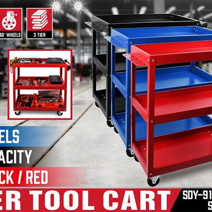 Blue 3-Tier Tool Cart Trolley Toolbox Workshop Garage Storage 150KG Organizer Garage