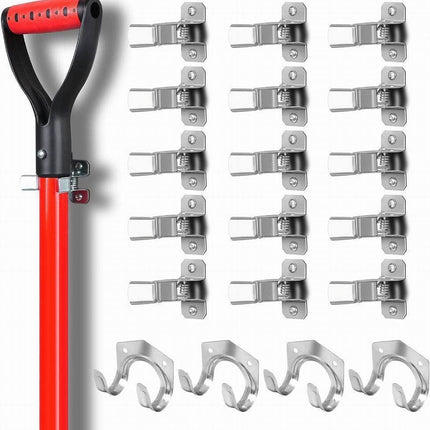 HORUSDY Spring Grip Mop & Broom Holder Wall Mounted Garden Tools Storage Clip