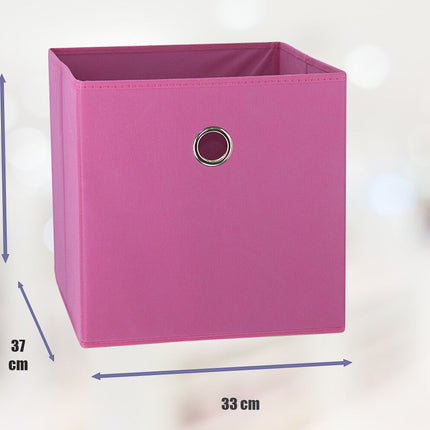 SORTI 33x33x27 CM Dark Pink 6-Pack Foldable Storage Cubes - Fabric Bookcase Organizers for Toys and More