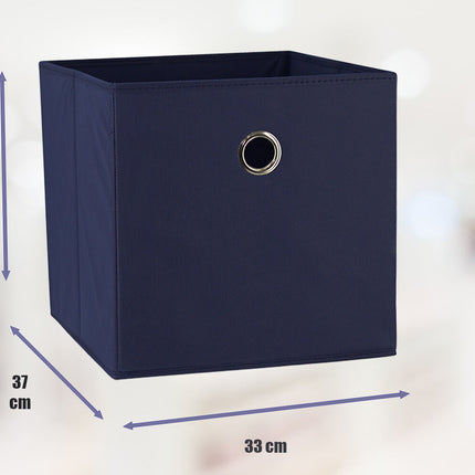 SORTI 33x33x27 CM Dark Blue 6-Pack Foldable Storage Cubes - Fabric Bookcase Organizers for Toys and More