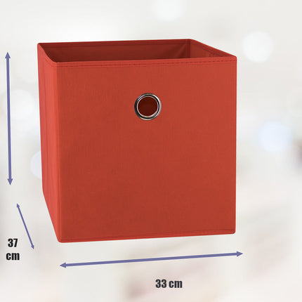 SORTI 33x33x27 CM Red 6-Pack Foldable Storage Cubes - Fabric Bookcase Organizers for Toys and More