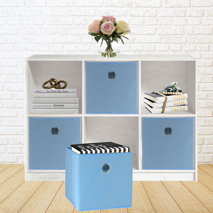 SORTI 27x28x27 CM Light Blue 8-Pack Foldable Storage Cubes - Fabric Bookcase Organizers for Toys and More
