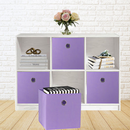 SORTI 27x28x27 CM Light Purple 8-Pack Foldable Storage Cubes - Fabric Bookcase Organizers for Toys and More