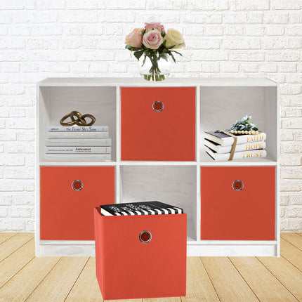 SORTI 27x28x27 CM Red 8-Pack Foldable Storage Cubes - Fabric Bookcase Organizers for Toys and More