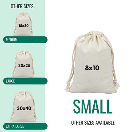10X Canvas Cotton Drawstring Bags Linen Calico Tote Gift Storage Pouches - 25x35cm