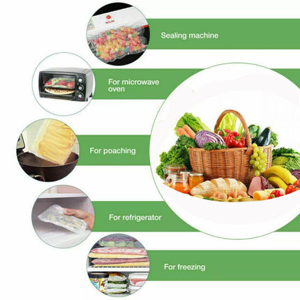 100pcs Vacuum Food Sealer Bags Precut BPA Free Commercial Grade Storage Saver - 30x40cm-