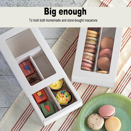 25Pcs White/Kraft Macaron Boxes 8/16 Hold Rectangular Favour Bomboniere Cookie - Kraft 8 Hold