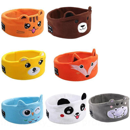 Cute Bluetooth Headband Headphones Wireless Sleep Music Mask with Mic - Orange-Cat