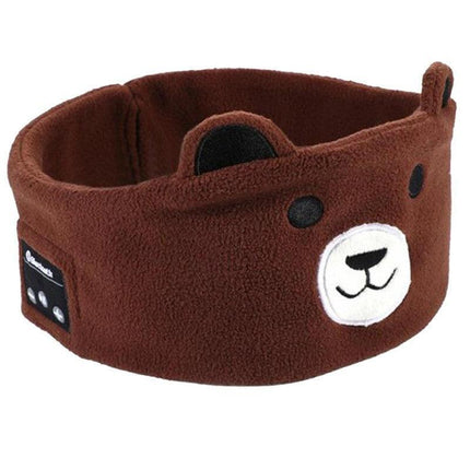 Cute Bluetooth Headband Headphones Wireless Sleep Music Mask with Mic - Orange-Cat