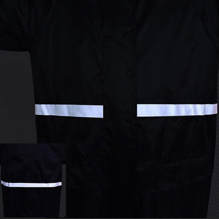 Unisex Waterproof Raincoat 2XL Size Lightweight Hooded Long Work Outdoor Overcoat - Navy