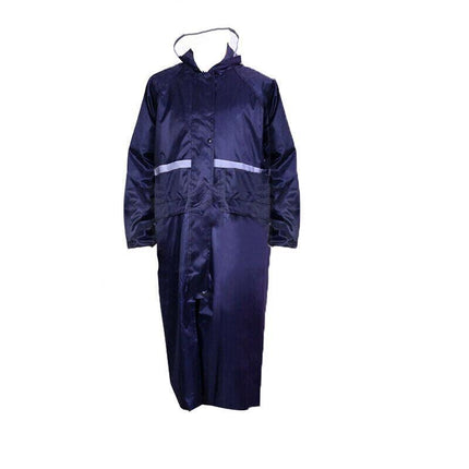 Unisex Waterproof Raincoat 2XL Size Lightweight Hooded Long Work Outdoor Overcoat - Navy