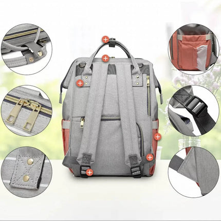 Luxury Multifunctional Diaper Nappy Backpack Maternity Mummy Changing Bag - Light Gray