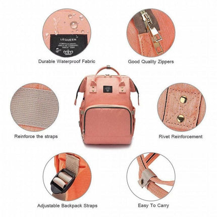 Luxury Multifunctional Diaper Nappy Backpack Maternity Mummy Changing Bag - Light Gray
