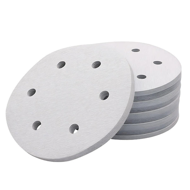 100x 123mm 6/8-Hole Sanding Discs Hook Loop Orbital Sander Pads 80 120 240 Grit - 180 Grits（6-Hole）