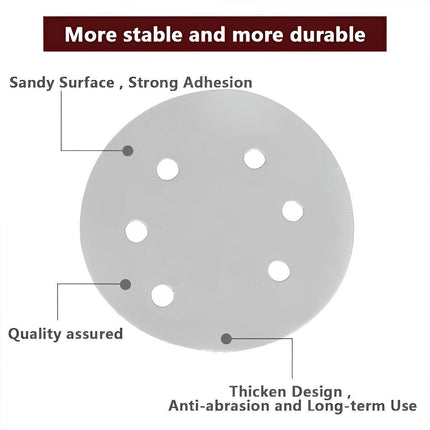 100x 123mm 6/8-Hole Sanding Discs Hook Loop Orbital Sander Pads 80 120 240 Grit - 180 Grits（6-Hole）