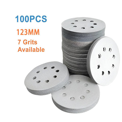 100x 123mm 6/8-Hole Sanding Discs Hook Loop Orbital Sander Pads 80 120 240 Grit - 180 Grits（6-Hole）
