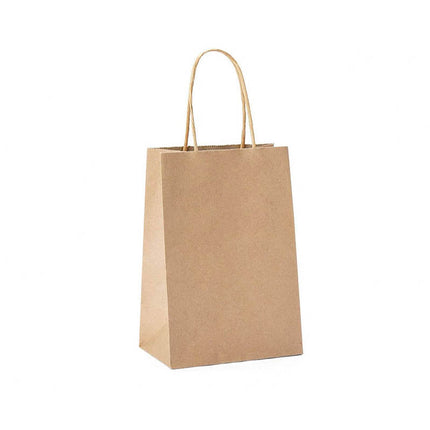 50X Kraft Paper Bags Gift Shopping Carry Craft Brown Bag With Handles - S-15cmx21cmx8cm
