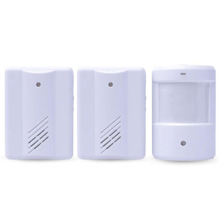 Restaurant Shop Door Entry Wireless Pir Motion Sensor Door Chime Door Bell Alarm - 2 Receivers+1 Sensor
