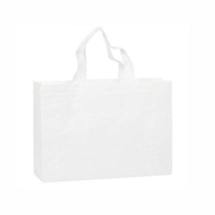 100PCS Reusable Non Woven Shopping Bags Eco Friendly Washable Tote Bags White - 41X35X12CM