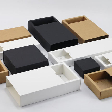 100PCS DIY Paper Box Drawer Type Jewelry Packing Box Tea Gift Cosmetics Kraft - 12*9*3.3cm