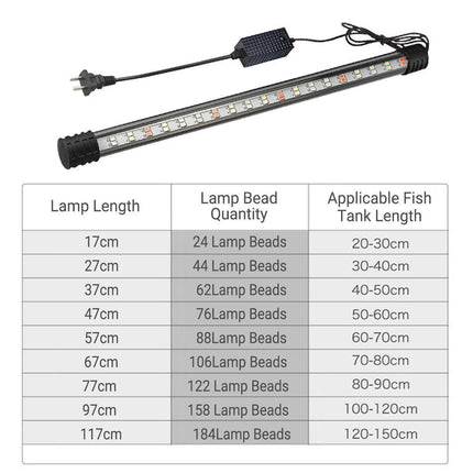 Aquarium Fish Tank Light LED Waterproof Full Spectrum Aqua Lamp RGB - 97cm 158Led