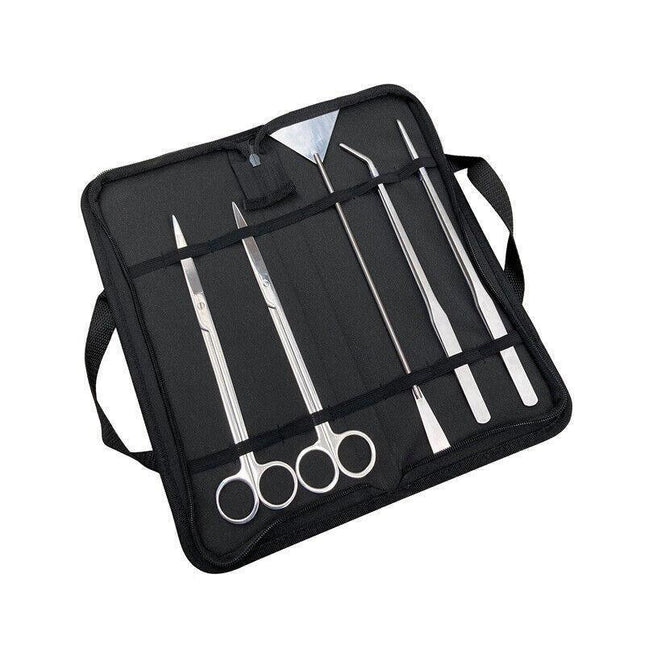 Stainless Steel Aquarium Tool Set Tweezers Scissors Spatula Kit 4 5 6PCS - 6PCS Tool + Bag
