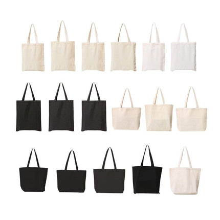 5PCS Canvas Tote Bag Cotton Blank DIY Shopping Shoulder Bags - Black 45*35*15cm