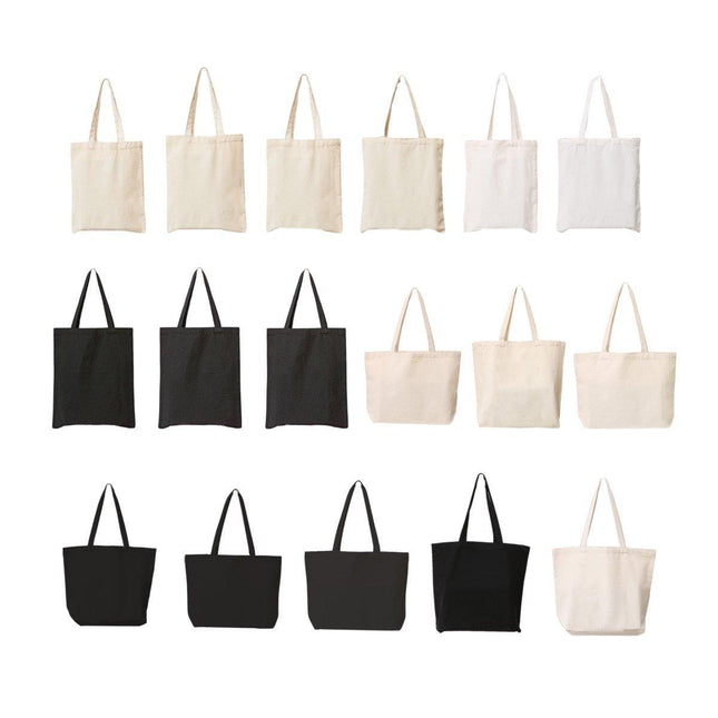 5PCS Canvas Tote Bag Cotton Blank DIY Shopping Shoulder Bags - Black 45*35*15cm