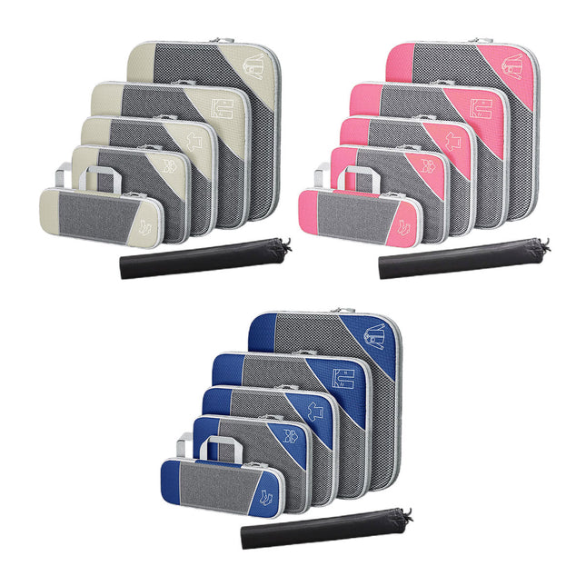 6PCS Compression Packing Cubes Expandable Luggage Storage Bag Travel Packing Bag - Navy